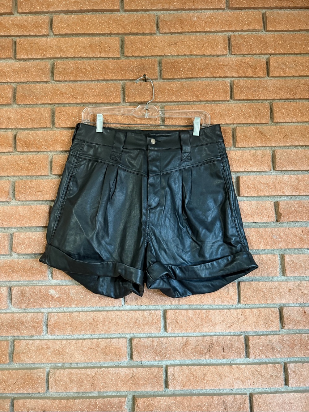 Ci Sono Black Faux Leather High-Waist Shorts